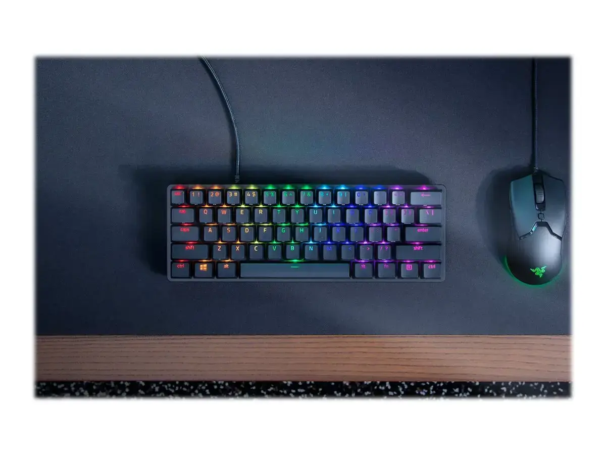 Razer Huntsman Mini 60%, Žaidimų, Opto-Mechanical, RGB LED apšvietimas, Nordic, Juoda, Laidinis