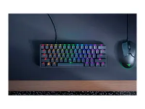 Razer Huntsman Mini 60%, Žaidimų, Opto-Mechanical, RGB LED apšvietimas, Nordic, Juoda, Laidinis