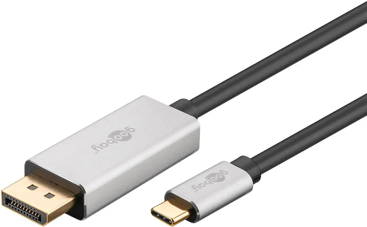 "Goobay" USB-C ir "DisplayPort" adapterio kabelis .60176 2 m, sidabrinės/juodos spalvos, "DisplayPort", C tipo