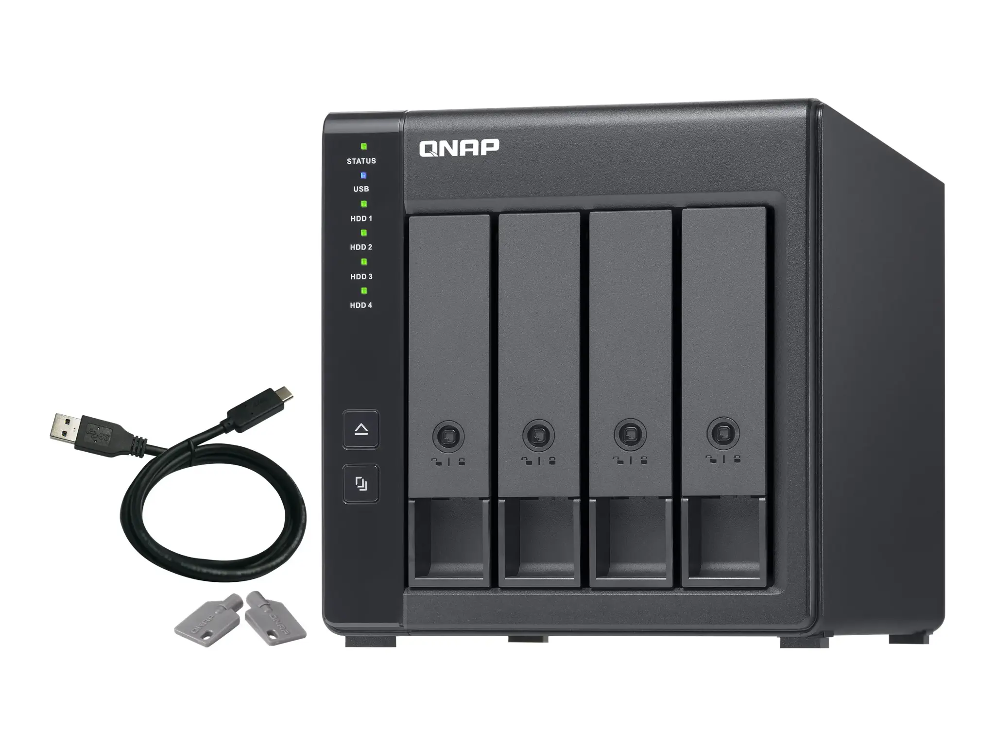 QNAP TR-004, HDD/SSD korpusas, 2,5/3,5", "Serial ATA II", 3 Gb/s, karšto keitimo, juodas