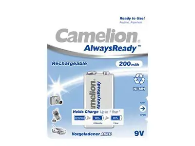 Camelion 9V/6HR61, 200 mAh, "AlwaysReady" įkraunamos baterijos Ni-MH, 1 vnt.