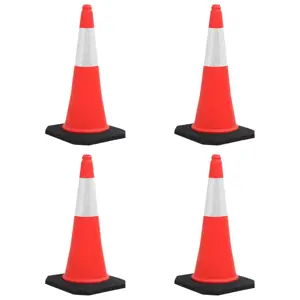 Įspėjamieji kūgiai su tvirtais pagrindais, 4vnt., 75cm