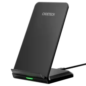 Choetech two-coil fast wireless charger 15W stand black + 1.2m micro USB cable (T524-F)