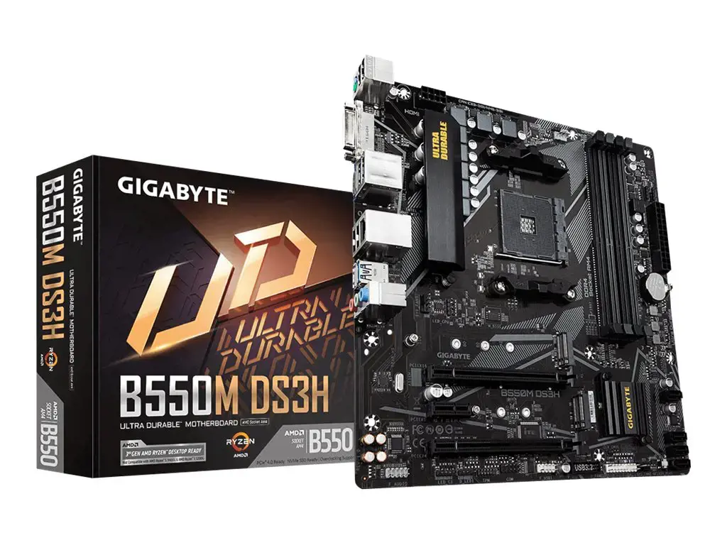 Gigabyte B550M DS3H, AMD, "Socket AM4", 3 kartos "AMD Ryzen™ 3", 3 kartos "AMD Ryzen 5", 3 kartos "AMD Ryzen™ 7", 3 kartos..., DDR4-SDRAM, 128 GB, DIMM