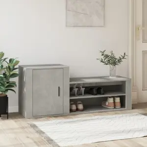 Spintelė batams, betono pilka, 130x35x54cm, apdirbta mediena