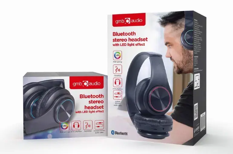 GEMBIRD "Bluetooth" stereo ausinės su LED šviesos efektu
