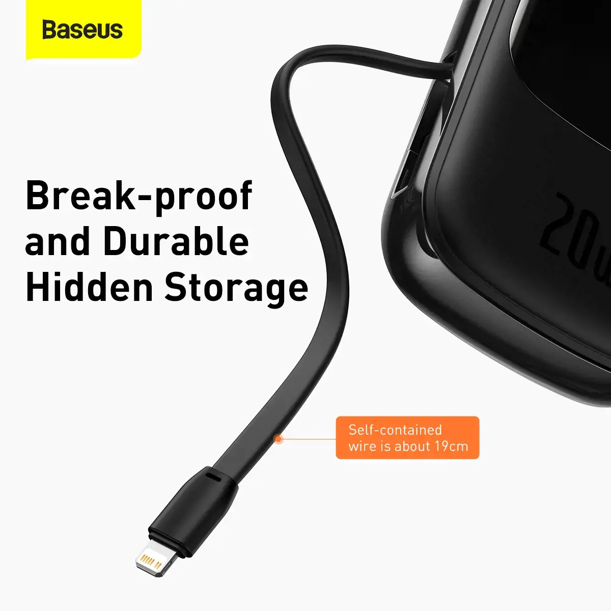 Maitinimo baterija "Baseus Qpow PRO" su laidu, 20000 mAh, 20 W (juoda)