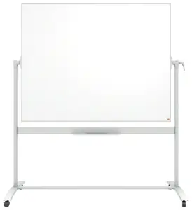 Dvipusė vartoma emaliuota magnetinė lenta NOBO 120x150 cm, mobilus stovas, balta sp.