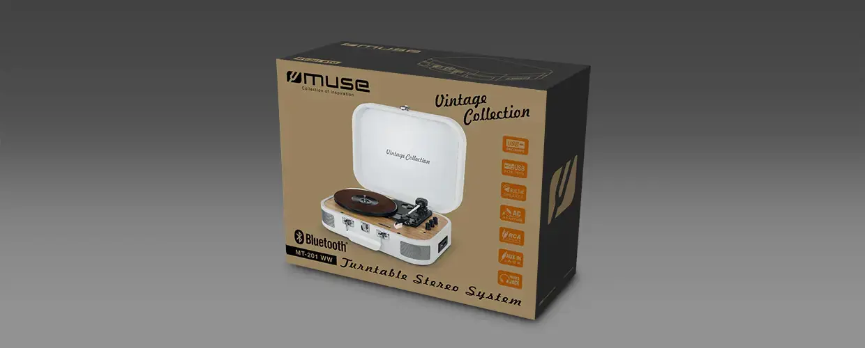 Muse Turntable Stereo System MT-201WW USB port, AUX in
