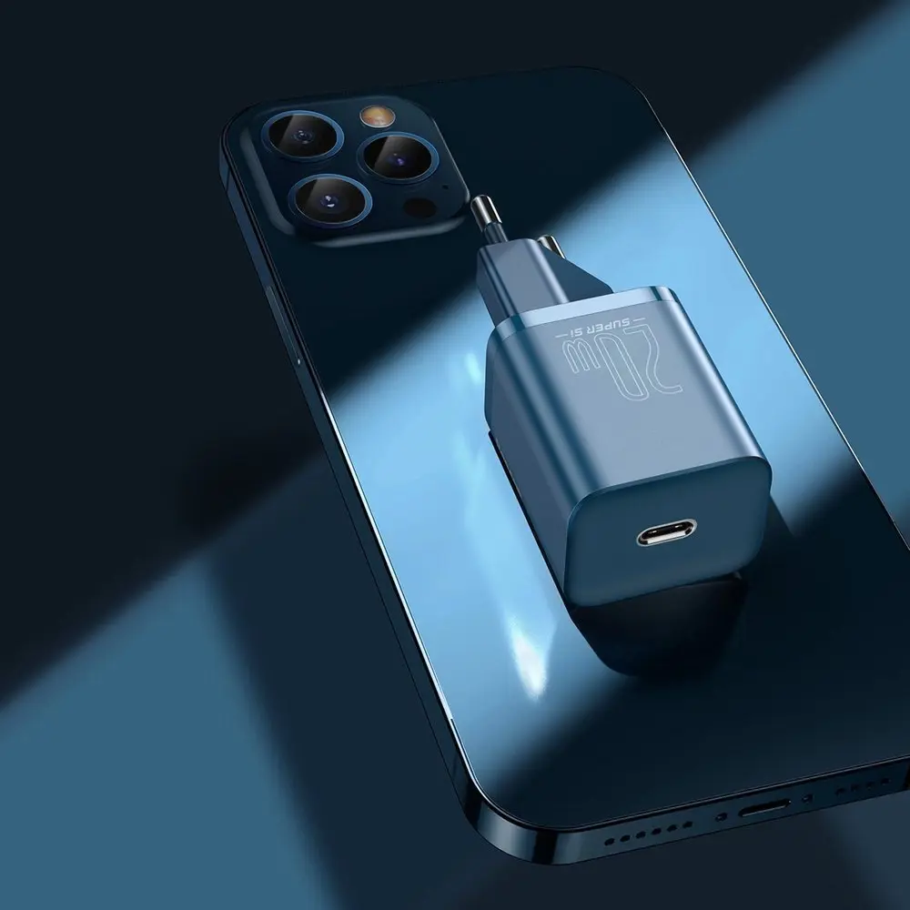 "Baseus Super Si" greitasis įkroviklis 1C 20W su USB-C laidu "Lightning" 1 m (mėlynas)