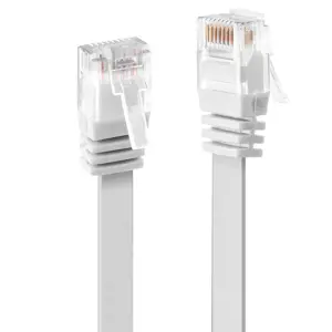 "Lindy" 0,3 m Cat.6 U/UTP plokščias kabelis, baltas, 0,3 m, Cat6, RJ-45, RJ-45