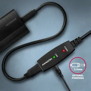 "Axagon ADR-220" aktyvusis ilgintuvas USB 2.0 A-M > A-F kabelis, 20 m ilgio. Maitinimo šaltinio parinktis.