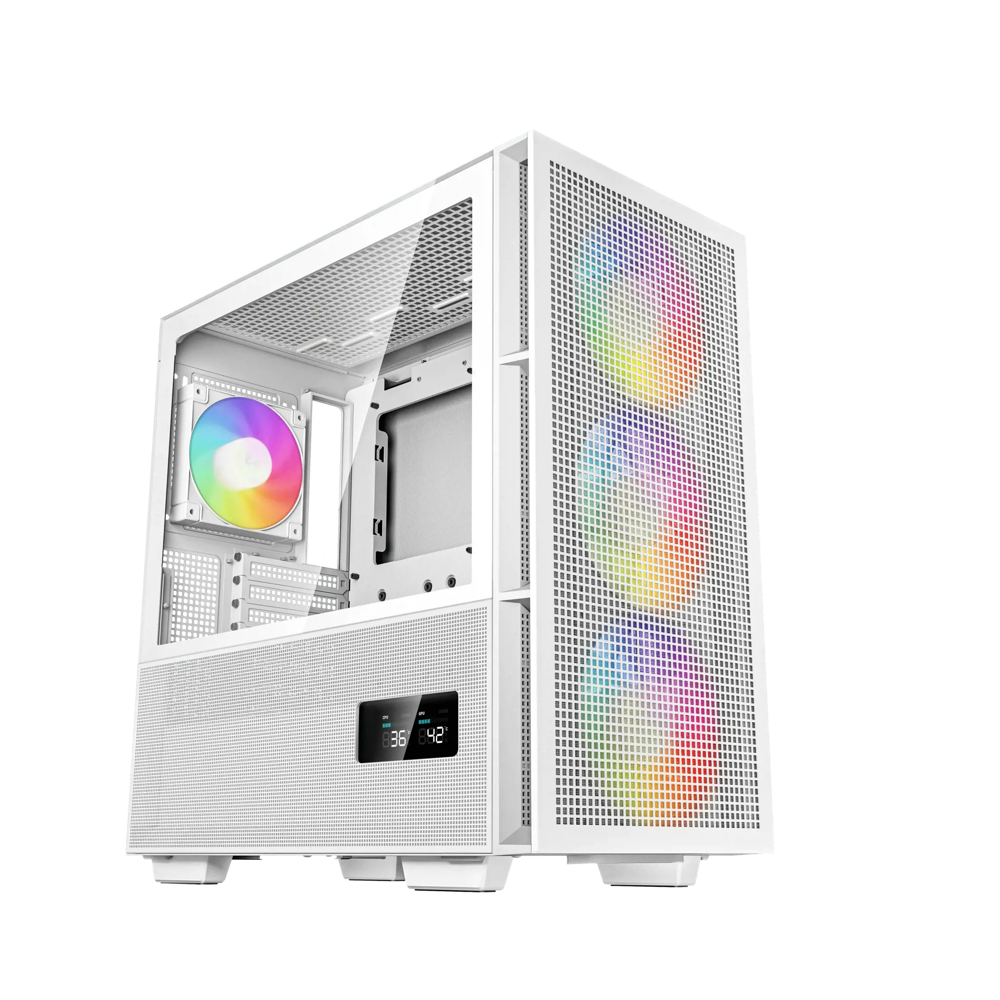 "DeepCool CH560 DIGITAL WH", "Midi Tower", Kompiuteris, Baltas, ATX, EATX, "micro ATX", Mini-ITX, ABS, Plienas, Grūdintas stiklas, Multi