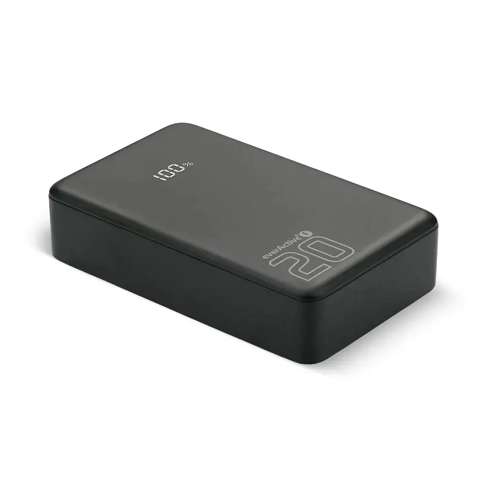 Powerbank 20 000mAh, 1x USB, 2x USB-C, 20W, QC4+, LCD screen, black