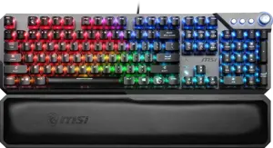MSI VIGOR GK71 SONIC BLUE US, pilno dydžio (100%), USB, mechaninis, QWERTY, RGB LED, juodas