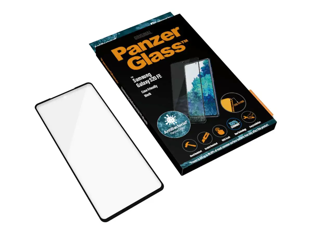 PanzerGlass ™ Samsung Galaxy S20 FE | Ekrano apsauga Stiklas, Skaidri ekrano apsauga, Samsung, Samsung, Samsung - Galaxy S20 FE, atsparus įbrėžimams, atsparus smūgiams, antibakterinis, skaidrus, 1 vnt.