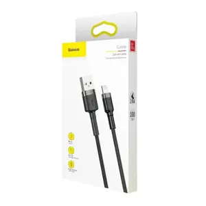 "Baseus Cafule Cable" tvirtas nailono laidas USB / "Lightning" QC3.0 2.4A 1M juodai pilkas (juodai pilkas)
