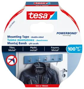 Ypač stipri dvipusė tvirtinimo juosta TESA Powerbond Ultra Strong, 19mm x 5m