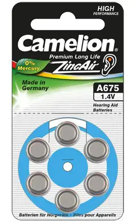 Camelion A675/DA675/ZL675, Cinko oro elementai, 6 vnt.