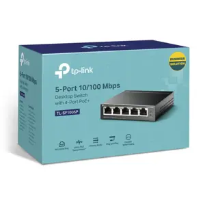 "TP-Link" 5 prievadų 10/100 Mbps stalinis PoE komutatorius su 4 prievadais, nevaldomas, Fast Ethernet (10/100), dvipusis, maitinimas per Ethernet (PoE)