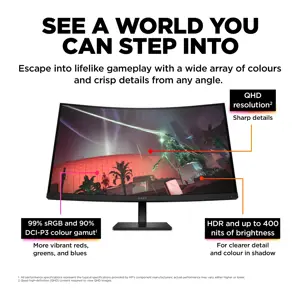 HP OMEN by HP 32c, 80 cm (31,5"), 2560 x 1440 taškų, "Quad HD", 1 ms, juodas