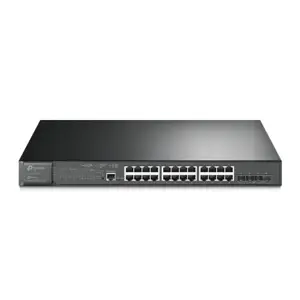 "TP-Link JetStream" 24 prievadų "Gigabit" ir 4 prievadų 10GE SFP+ L2+ valdomas komutatorius su 24 p…