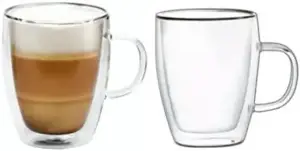 Puodelis DOUBLE, borosilikatinis stiklas, 270 ml, H 10,5 cm, D 8,2 cm, 2 vnt