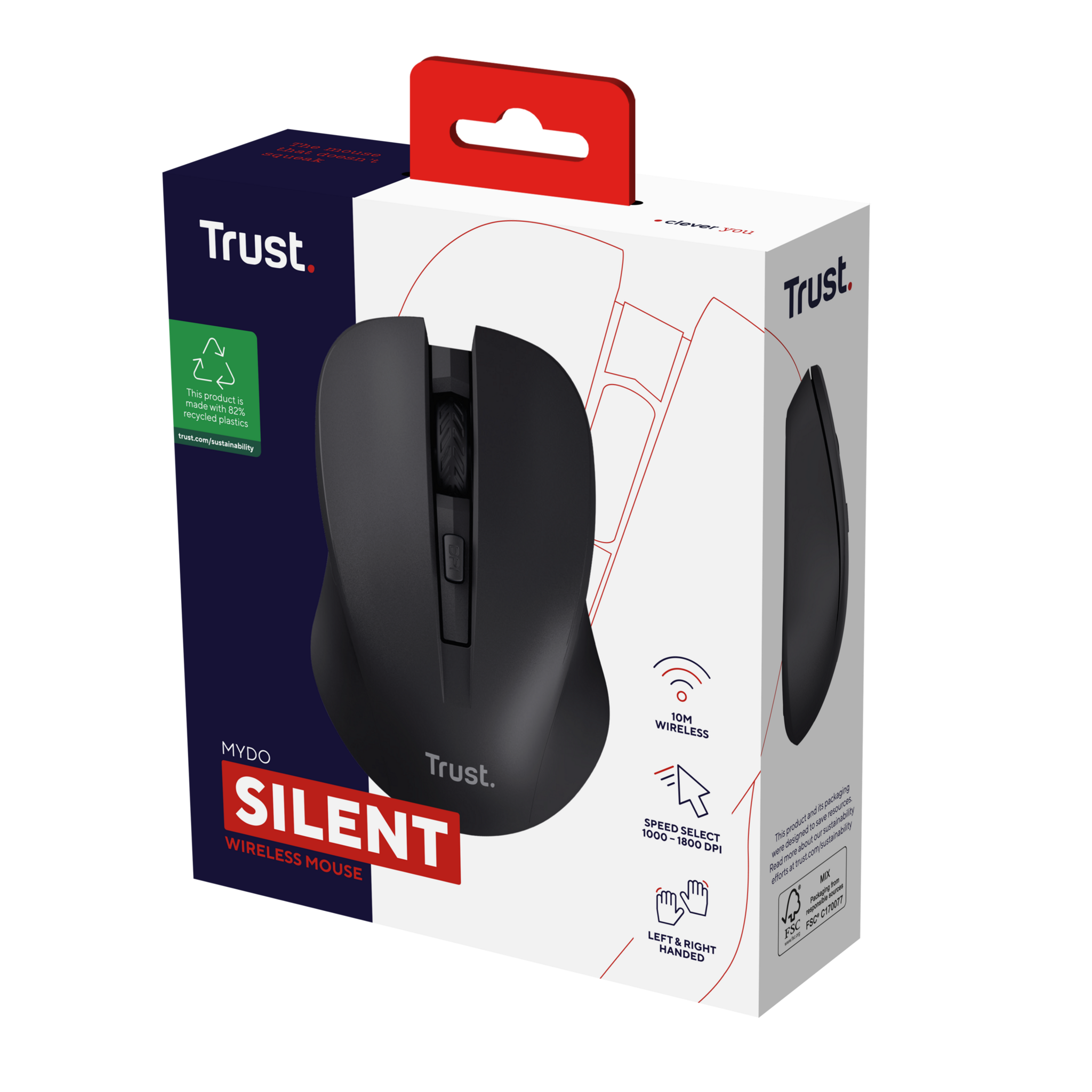 "Trust Mydo", dvipusis, optinis, RF belaidis, 1800 DPI, juodas