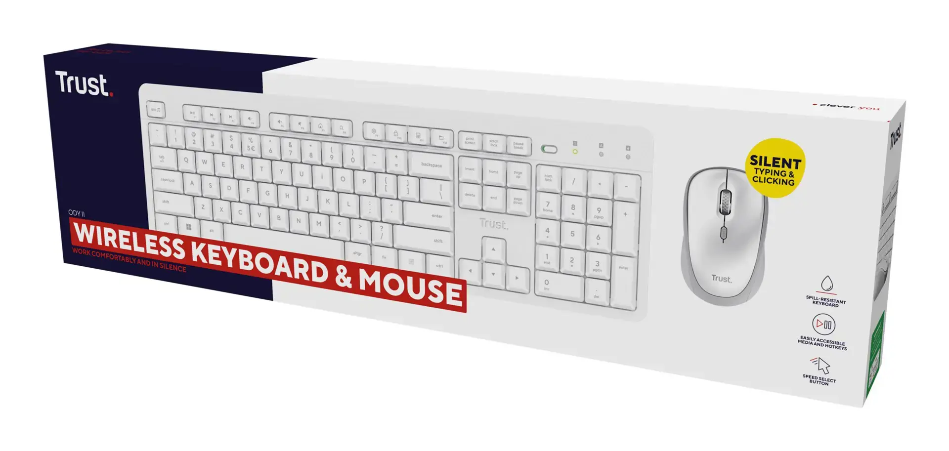Trust Ody II Wireless US - set (keyboard + mouse), white