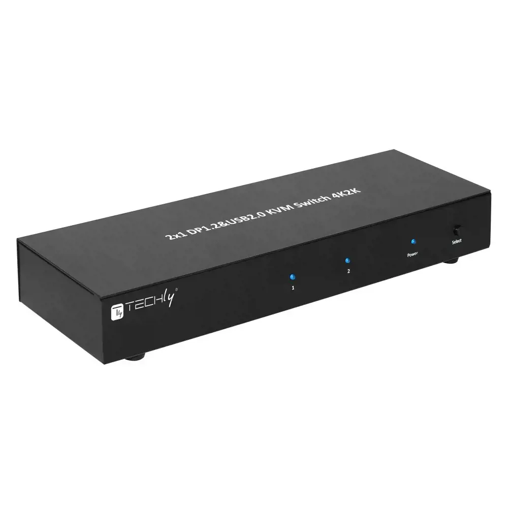 TECHLY 101928 Techly 2 prievadų DisplayPort/USB dviejų monitorių KVM jungiklis 2x1 su garsu