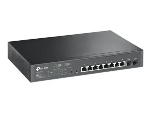 "TP-Link JetStream" 10 prievadų Gigabit Smart PoE komutatorius su 8 prievadais PoE+, valdomas, L2/L2+, Gigabit Ethernet (10/100/1000), maitinimas per Ethernet (PoE), montuojamas į stovą, 1U
