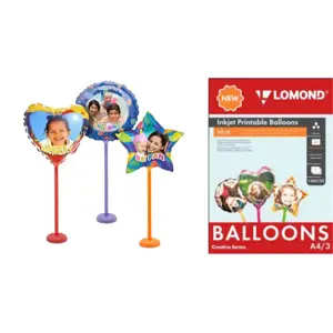 Oro balionai Lomond Inkjet Printable Baloons rašaliniams sp. A4, 3 lapų (Ball/Heart/Star) dvipusis