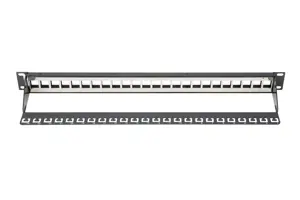 DIGITUS komutacinio skydelio korpusas 1U, skirtas "Keystone" moduliui 24 prievadai 19 colių, skirtas RJ45 ir LWL moduliams, juodas RAL 9005