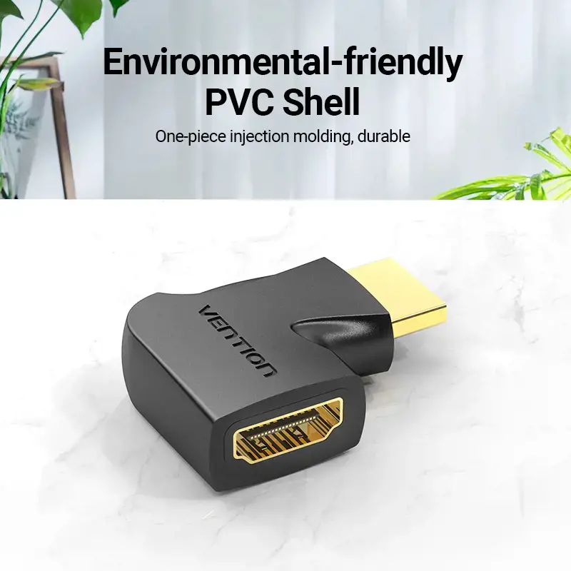 "Vention" HDMI 270 laipsnių vertikalus plokščias adapteris iš vyriškos į moterišką, juodas, HDMI, HDMI, juodas