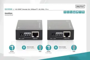 DIGITUS 4K HDMI ilgintuvas HDBaseT 70 m per tinklo kabelį Cat 5E 6 7 UHD 4K2K/30 Hz