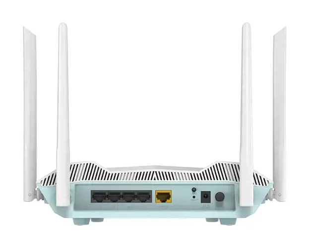 D-Link EAGLE PRO AI AX3200 išmanusis maršrutizatorius R32, "Wi-Fi 6" (802.11ax), dviejų dažnių (2,4 GHz / 5 GHz), Ethernet LAN, baltos spalvos, stalinis / biuro maršrutizatorius
