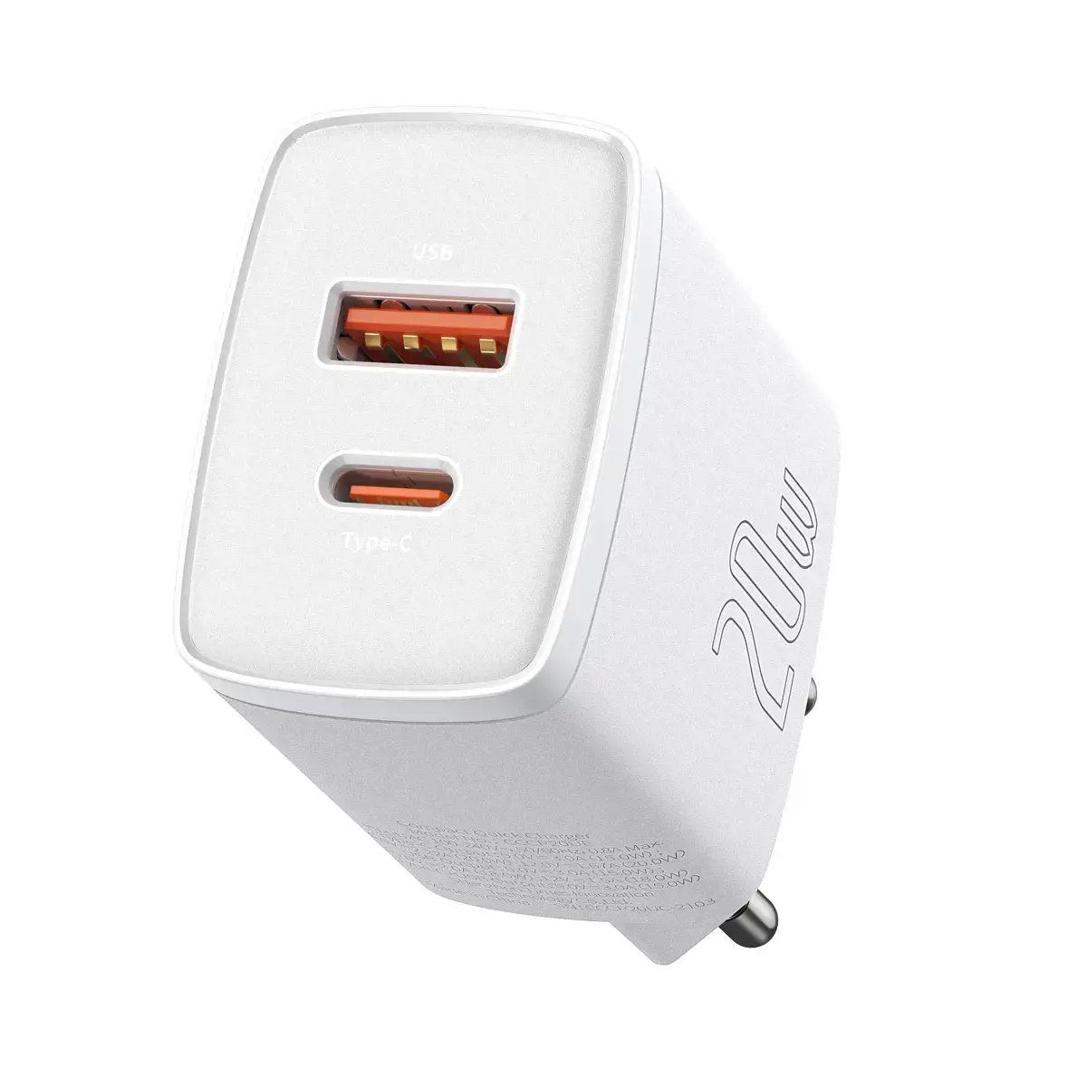 Baseus Compact quick charger USB Type C | USB 20 W 3 A Power Delivery Quick Charge 3.0 white (CCXJ-B02)