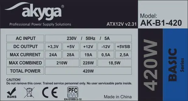 Maitinimo blokas AKYGA AK-B1-420, 420 W