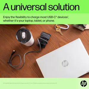 HP USB-C 65W nešiojamojo kompiuterio įkroviklis, nešiojamasis kompiuteris, vidinis, 90 V, 65 W, 5-20 V, 1,6 A