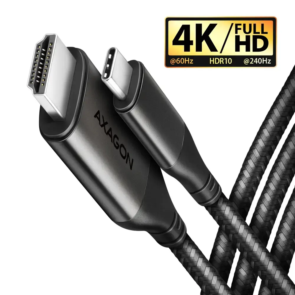 AXAGON RVC-HI2MC USB-C -> HDMI 2.0 adapteris 4K/60Hz Aliuminis, 1,8 m ilgio kabelis