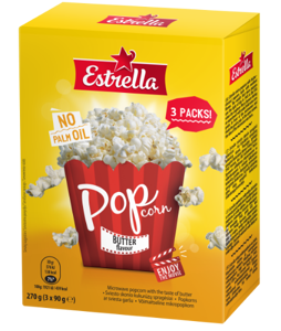 Kukurūzų spragėsiai ESTRELLA, sviesto skonio, 3*90g