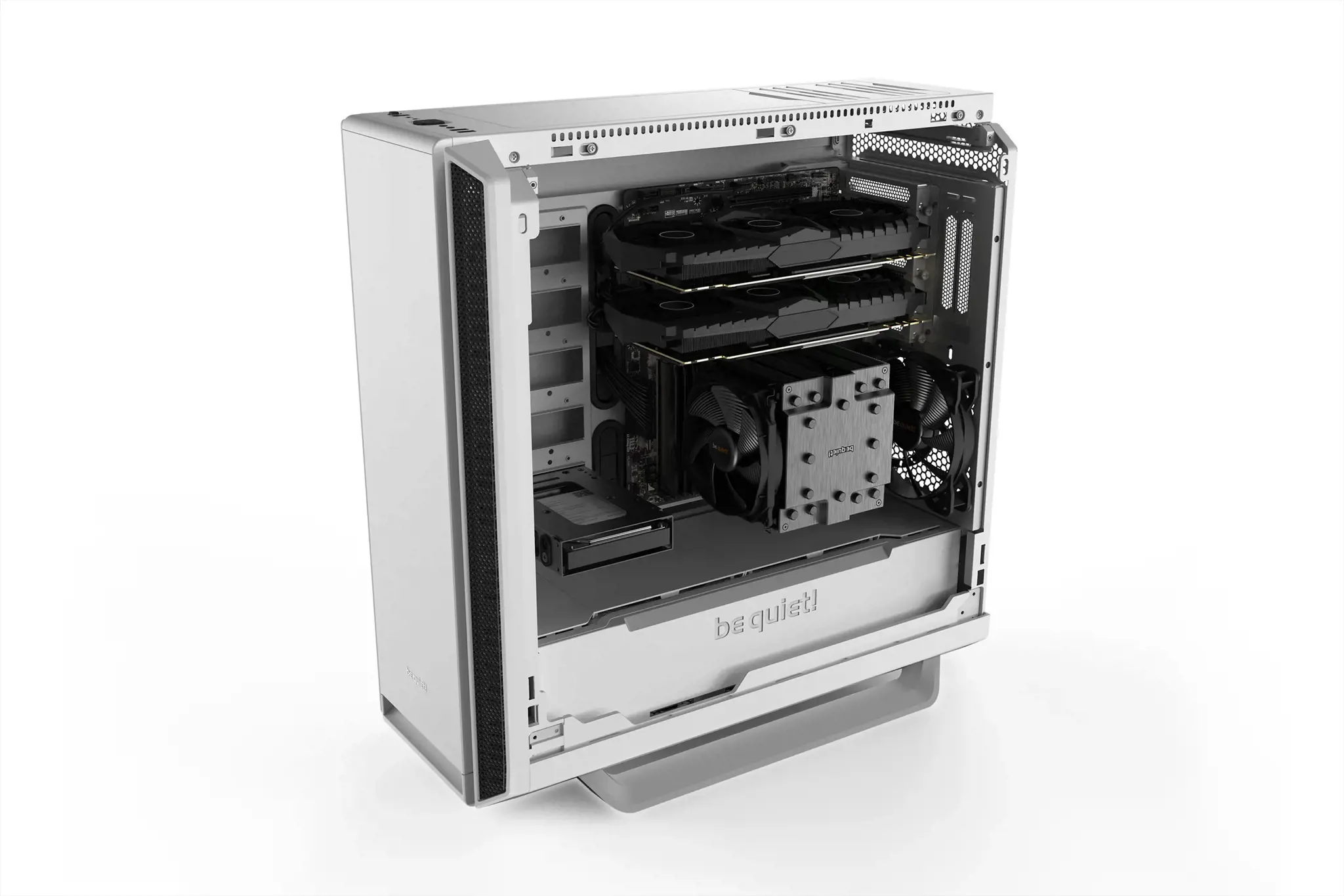 Būkite tylūs! Tylusis pagrindas 802 White, Midi Tower, PC, Baltas, ATX, EATX, micro ATX, Mini-ITX, Akrilonitrilo-butadieno stirenas (ABS), Plienas, 18,5 cm