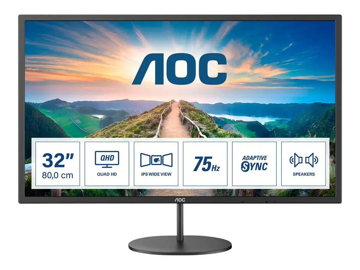 Monitorius AOC V4 Q32V4, 80 cm (31.5"), 2560 x 1440 pixels, 2K Ultra HD, LED, 4 ms, Black