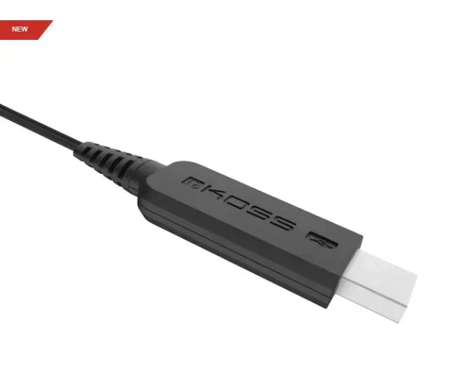 "Koss" ausinės SB42 USB laidinės, ant ausų, su mikrofonu, A tipo USB, juodos/pilkos spalvos