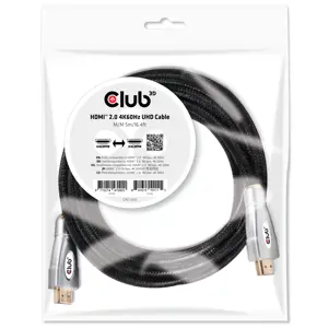 CLUB3D HDMI 2.0 4K60Hz UHD Cable 5m/16.4ft, 5 m, HDMI Type A (Standard), HDMI Type A (Standard), 3D, 18 Gbit/s, Black