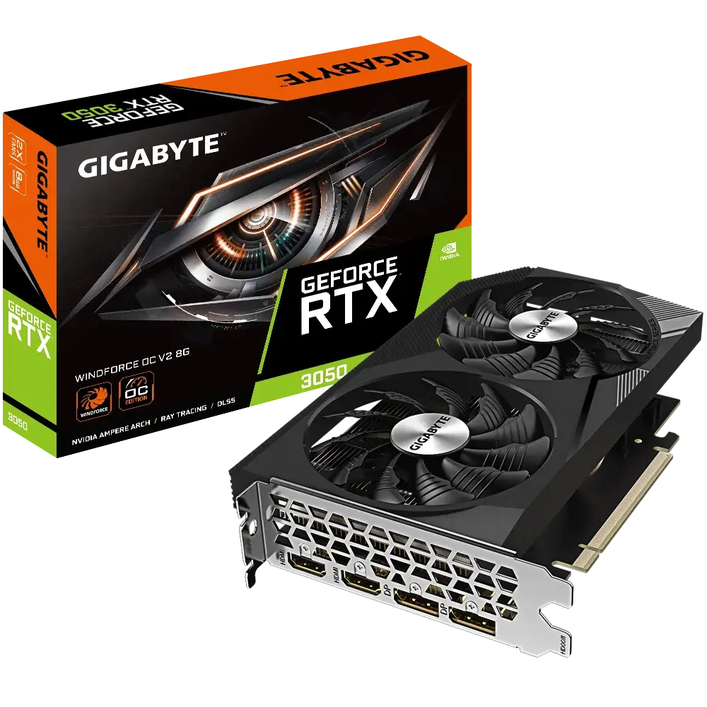 Vaizdo plokštė GIGABYTE GeForce RTX 3050 8 GB, GDDR6, GV-N3050WF2OCV2-8GD