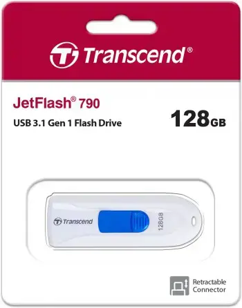 TRANSCEND JetFlash790 128GB USB 3.0, balta