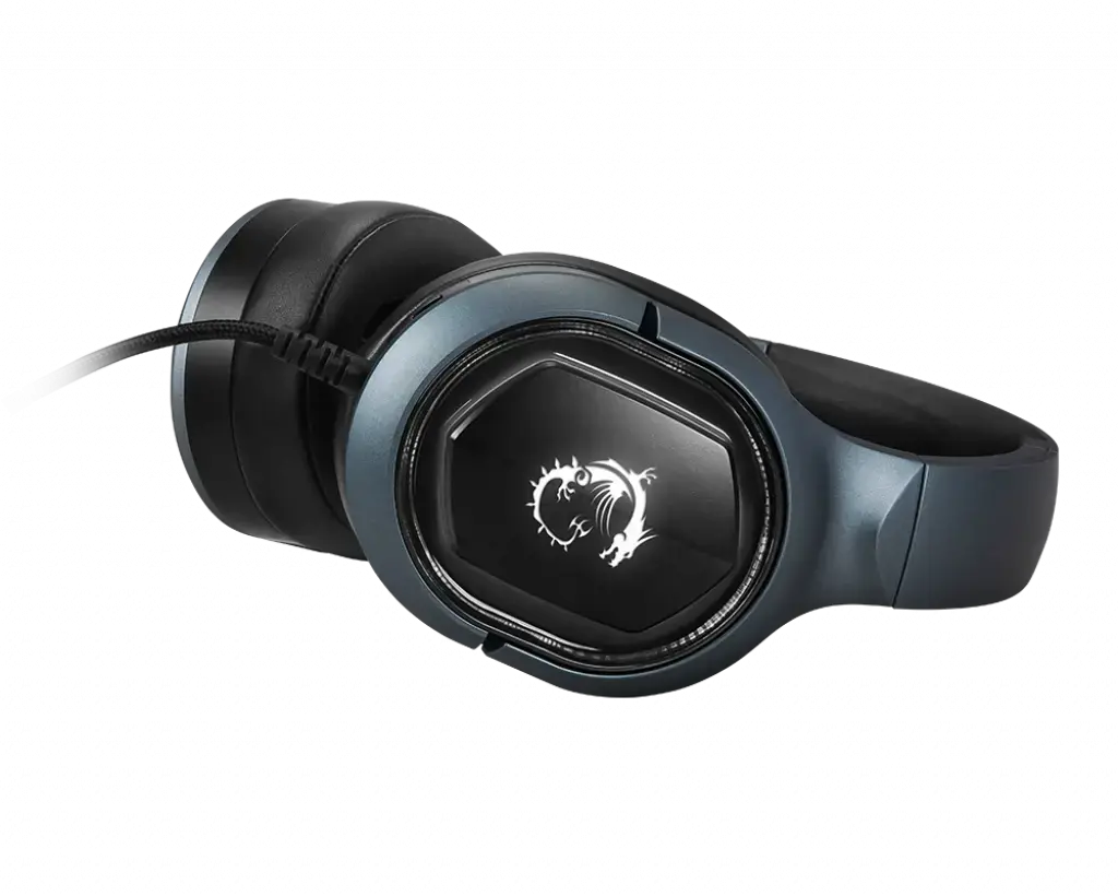 MSI IMMERSE GH50 7.1 virtualaus erdvinio garso RGB žaidimų ausinės "Juodos su "Ambient Dragon" logotipu, RGB "Mystic Light" šviesa, USB, integruotas garso valdiklis, 40 mm garsiakalbiai, nuimamas mikrofonas", laidinės, žaidimų, 20 - 20000 Hz, 300 g, ausinės, juodos spalvos