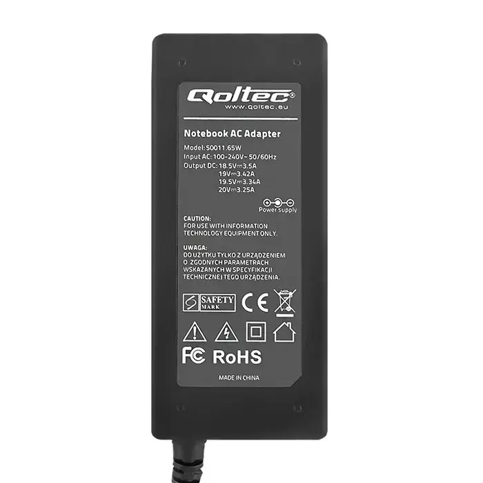 QOLTEC 50011 Qoltec Universalus maitinimo adapteris 65W 8 kištukai + maitinimo kabelis