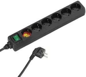 Vivanco extension cord 6 sockets 1.4m, black